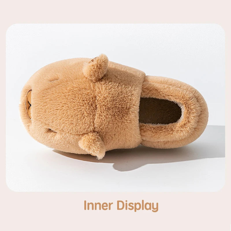 Plush Capybara Slippers Closed Toe Slippers Cute Thermal Home Slippers Comfortable Fluffy Couple Slippers Non-Slip for Men Women