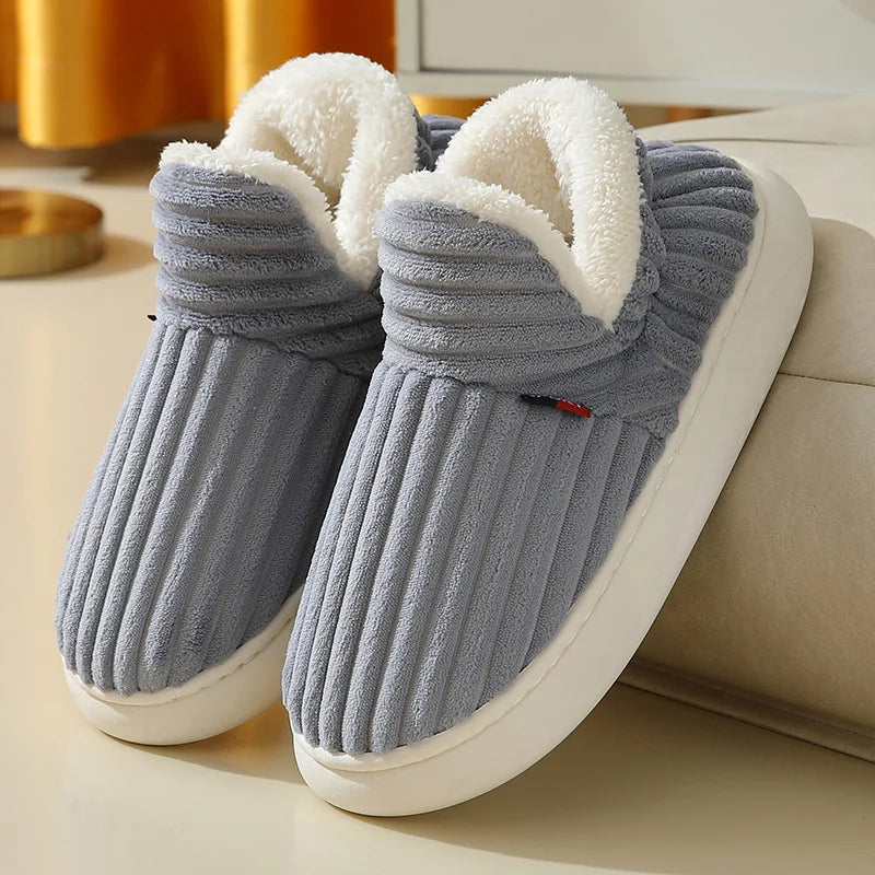 Shevalues Winter Men Slippers Short Plush Men Cotton Boots Indoor Fluffy House Fur Slippers Men Casual Soft Fur Furry Men Shoes