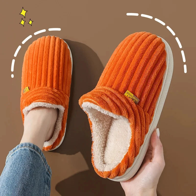 Shevalues Winter Men Slippers Short Plush Men Cotton Boots Indoor Fluffy House Fur Slippers Men Casual Soft Fur Furry Men Shoes