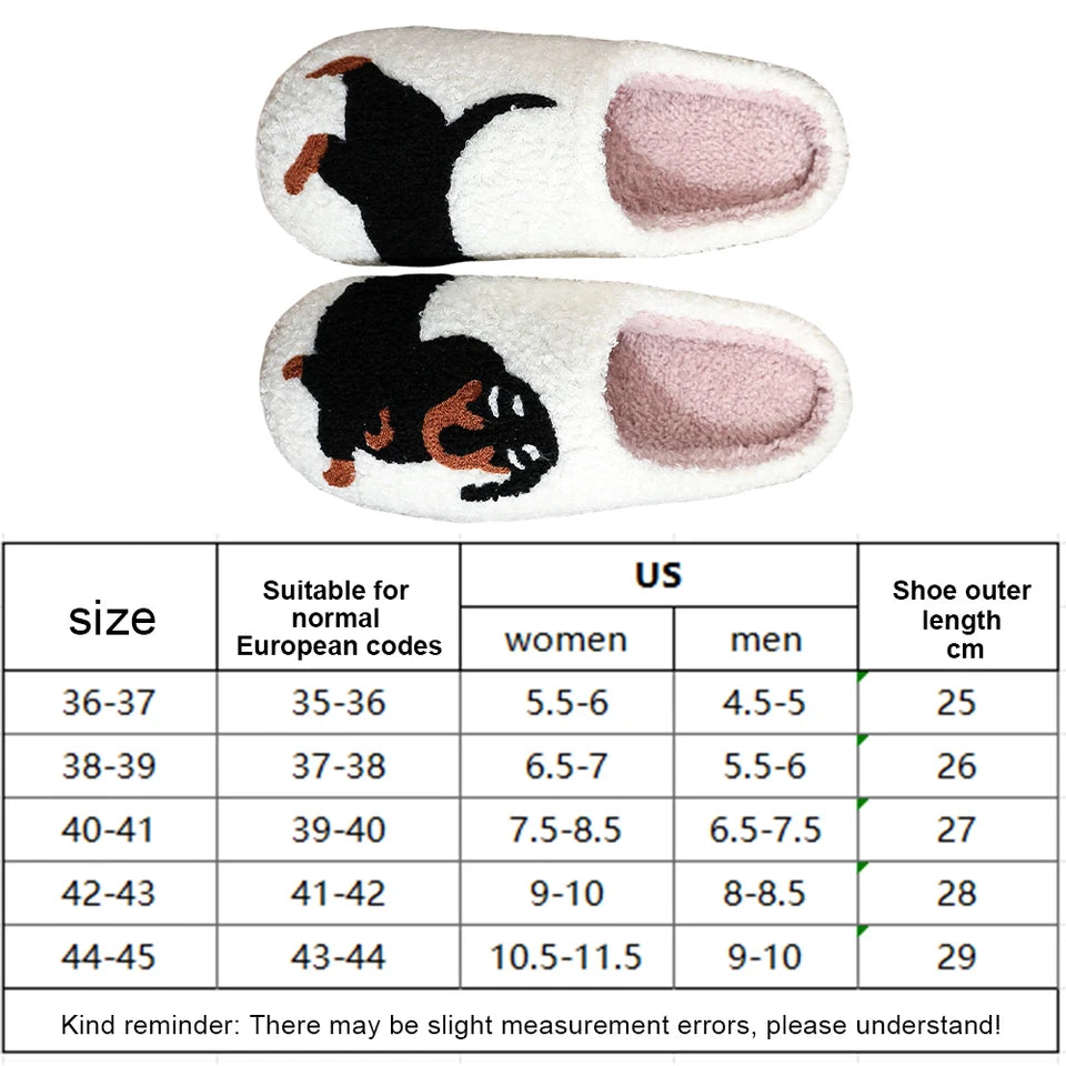 Plush Dachshund Slippers Closed Toe Slippers Comfortable Flat Thermal Slippers Fluffy Home Slippers for Outdoor Indoor Bedroom