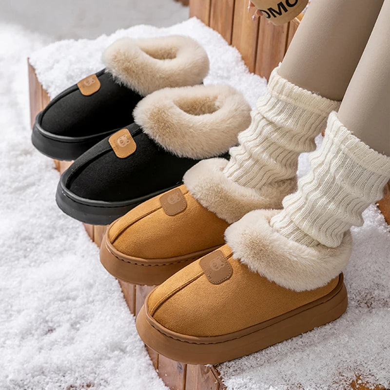 Winter Women's Indoor Slippers Warm Thick Sole Soft Sole Comfortable Outdoor Non Slip Snow Boots Fashion Bedroom Home Shoes