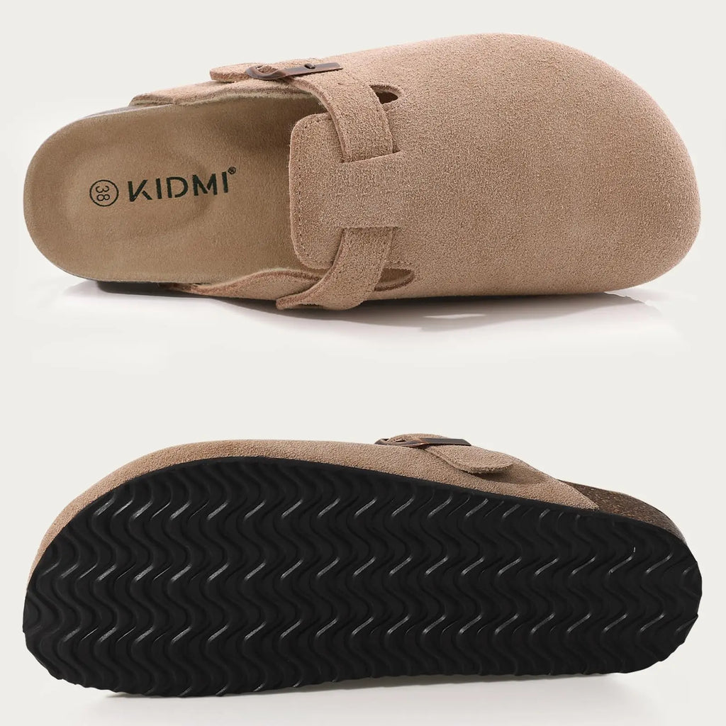 Pallene Fashion Women's Clogs With Adjustable Strap Cork Footbed Leather Mules Slippers Unisex Outdoor Comfortable Potato Shoes