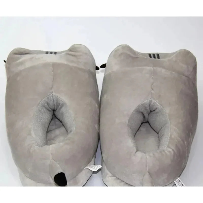 Cartoon Full Covered Cat Slippers Warm Winter Slides Soft Plush Doll Indoor Cute Anime Bedroom Shoes For Man Woman Home Use