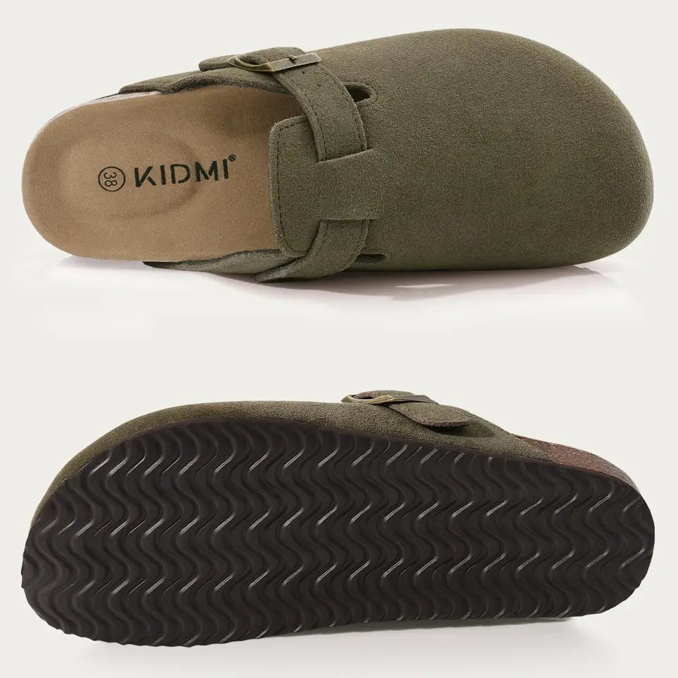 KIDMI Suede Clogs for Women Men Mules Cork Footbed Sandals With Arch Support Fashion Nonslip Outdoor Beach Slippers Home Shoes