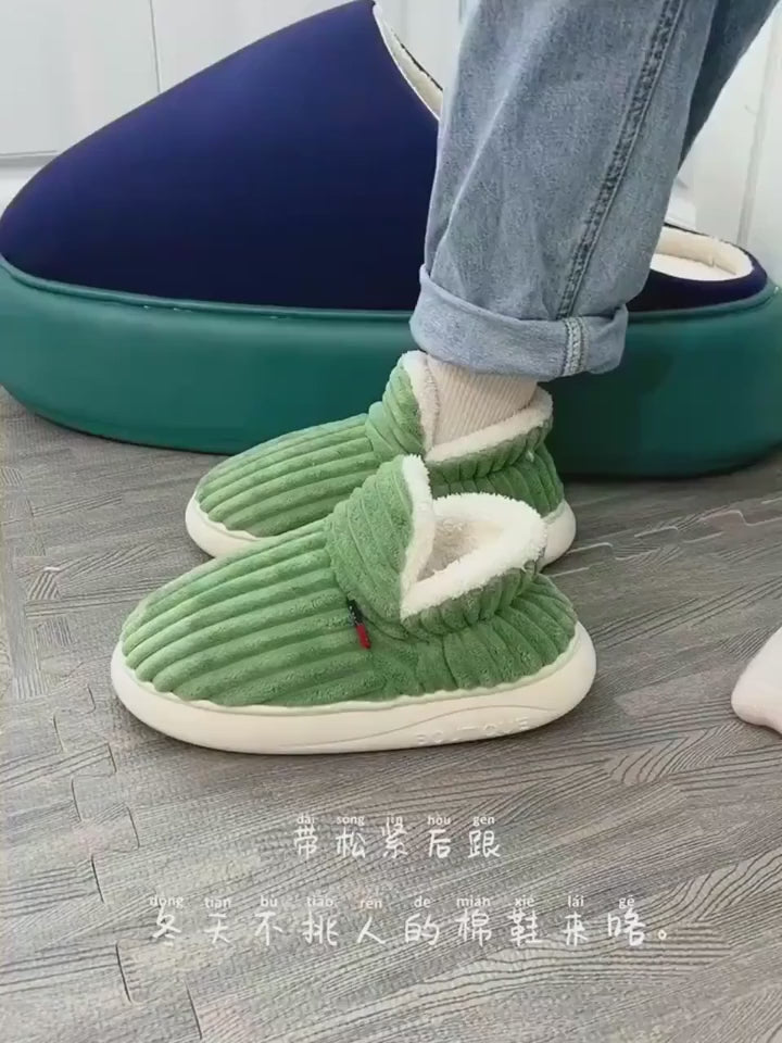 Shevalues Winter Men Slippers Short Plush Men Cotton Boots Indoor Fluffy House Fur Slippers Men Casual Soft Fur Furry Men Shoes